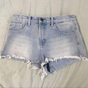Forever 21 high waisted denim shorts light wash